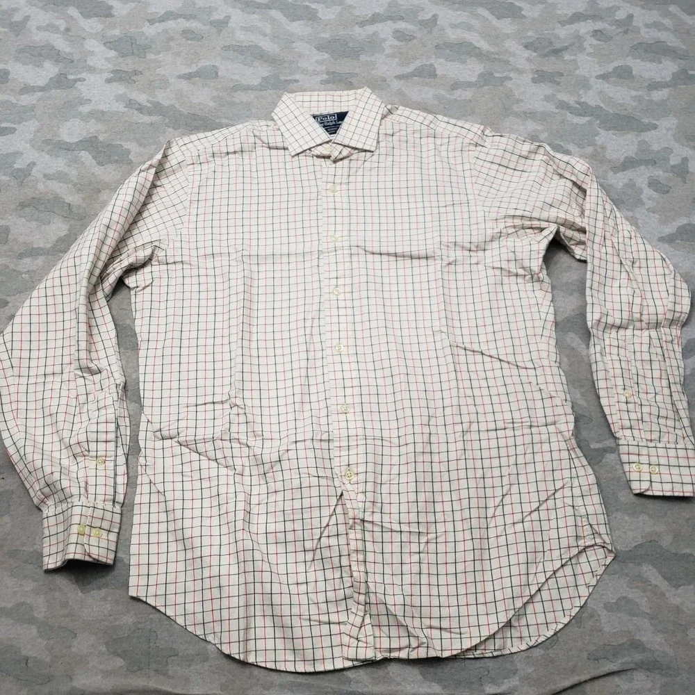 Polo Ralph Lauren Shirt Mens Large Beige Regent Classic Fit Long Sleeve Button